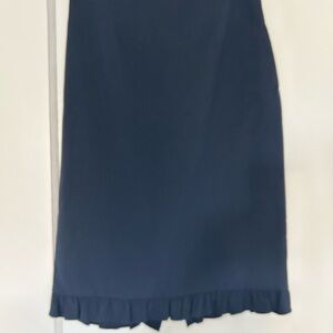 Rebecca Taylor Navy Ruffle-Hem Pencil Skirt